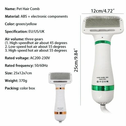 3-in-1 Multifunctional Pet Comb with Dryer & Massager